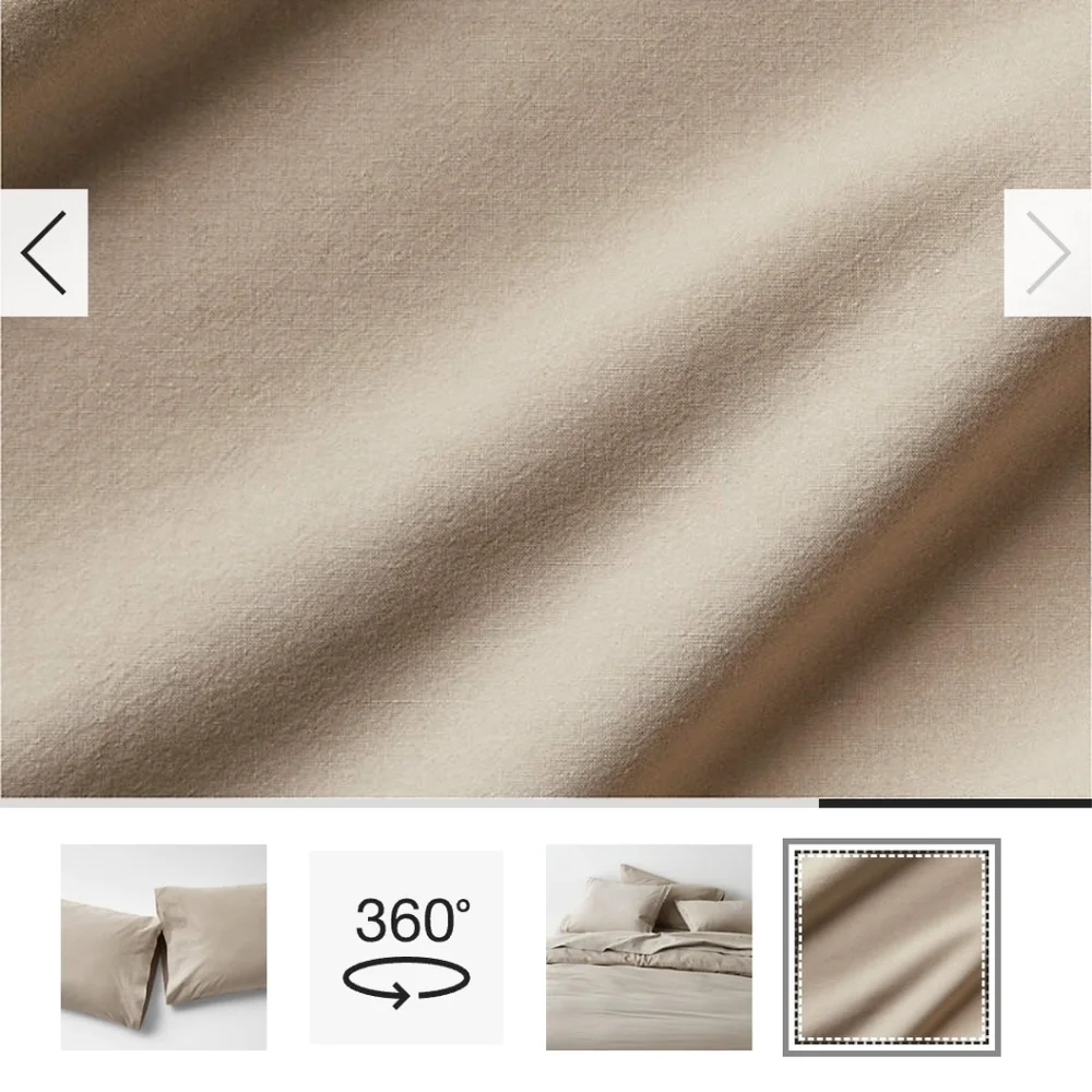 NWT Crate & Barrel Favorite Washed Organic Cotton Sand Beige King Pillowcases. 2